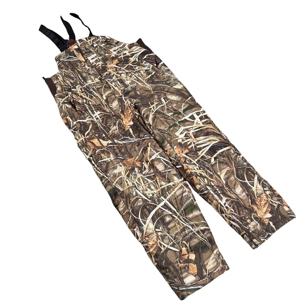 Drake Insulated Hunting Bib Overalls Men's L Camo Waterfowl Advantage Max-4 HD
